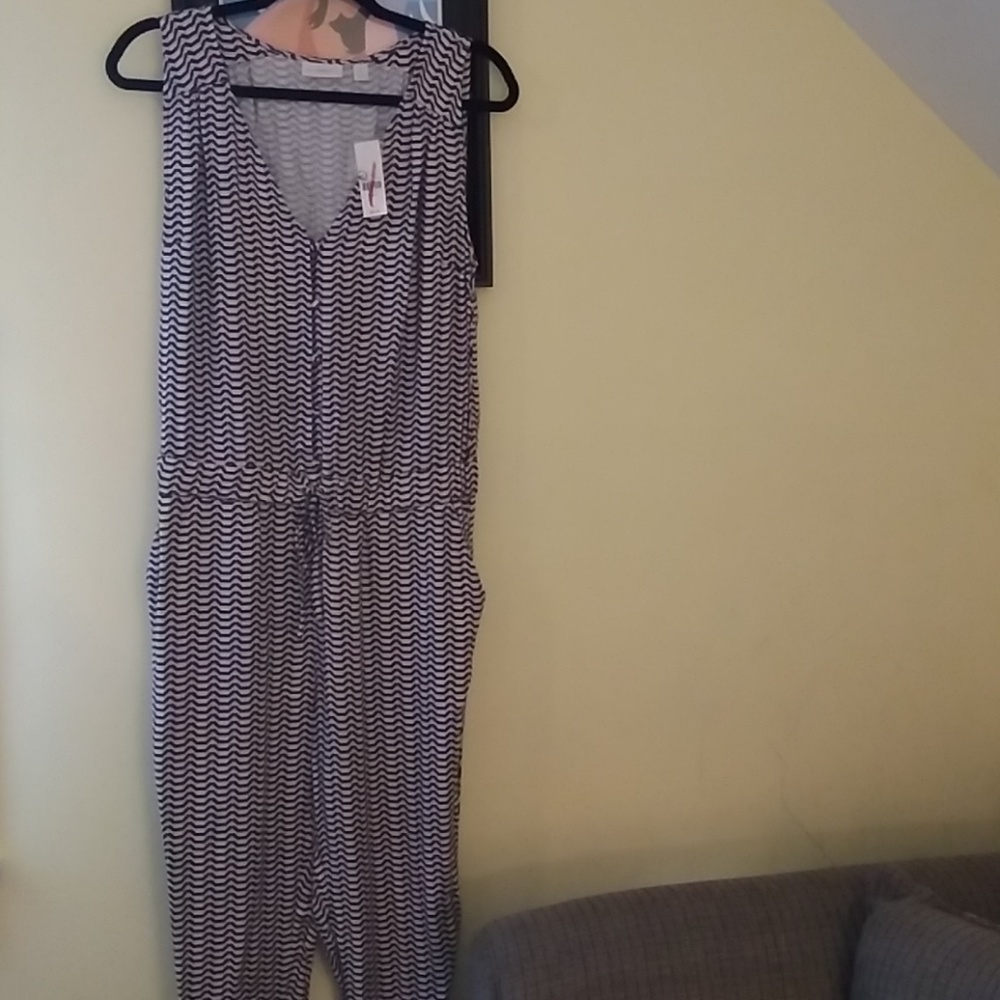 NEW Blue Peach White Jumpsuit NY&Co Sz S